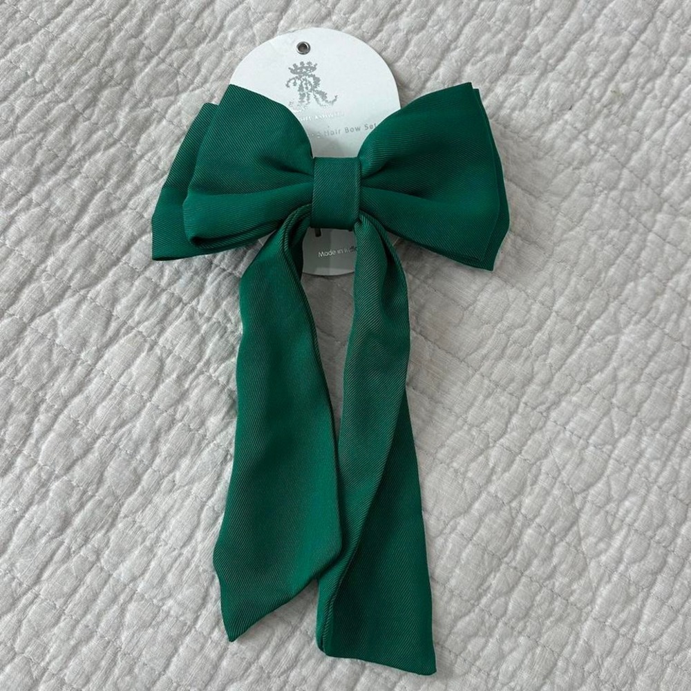 Green bow hair tie